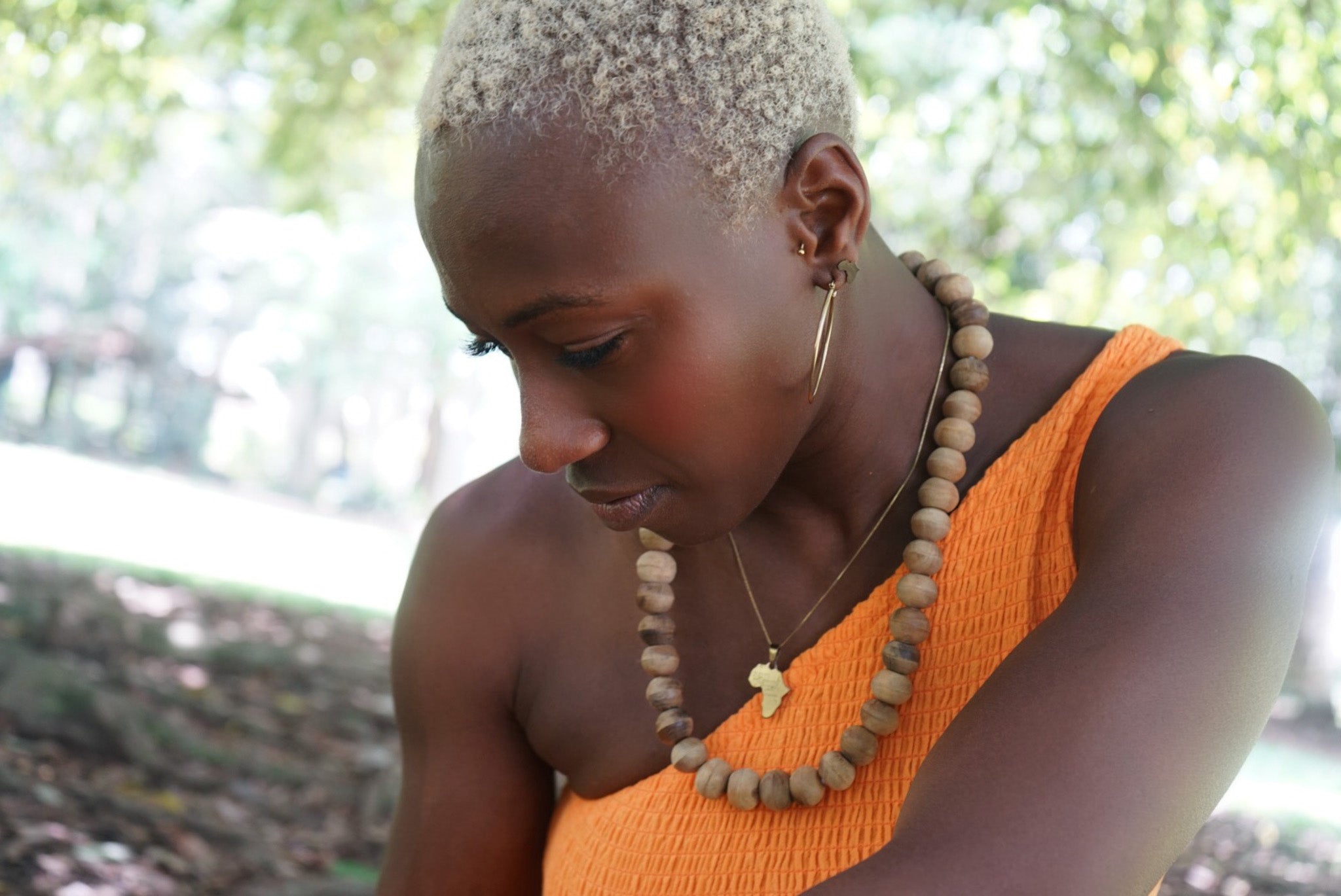 Amma in Beaded Necklace